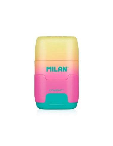 Sacapuntas milan compact sunset plastico 2 usos con goma de borrar colores surtidos