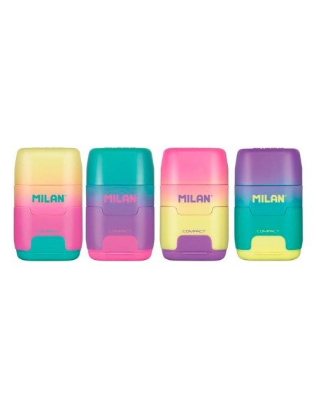 Sacapuntas milan compact sunset plastico 2 usos con goma de borrar colores surtidos Sacapuntas milan compact sunset plastico 2 usos con goma de borrar colores surtidos