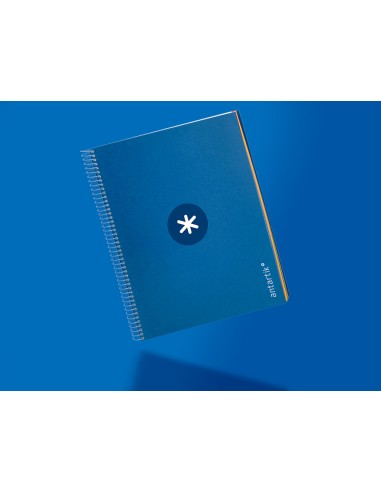 Cuaderno espiral a4 micro antartik tapa forrada120h 100 gr cuadro 5mm 5 banda4 taladros color azul marino