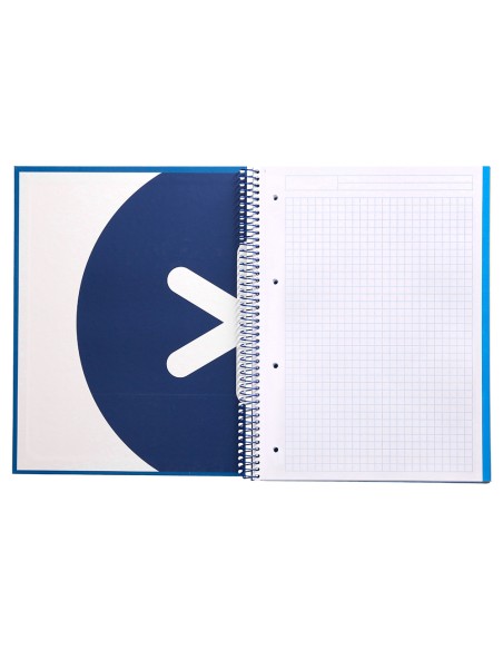 Cuaderno espiral a4 micro antartik tapa forrada120h 100 gr cuadro 5mm 5 banda4 taladros color azul marino