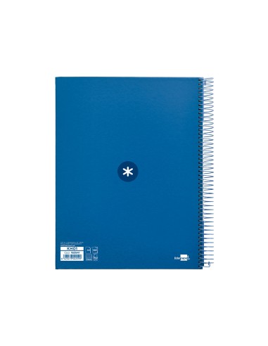 Cuaderno espiral a4 micro antartik tapa forrada120h 100 gr cuadro 5mm 5 banda4 taladros color azul marino