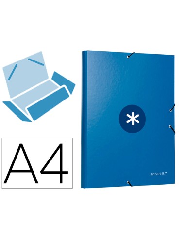 Carpeta antartik gomas a4 3 solapas carton forrado azul oscuro