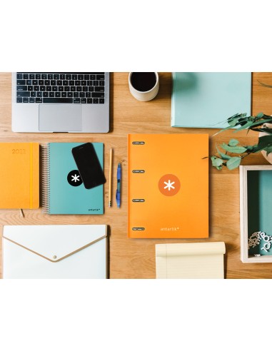 Carpeta antartik a4 forrada 4 anillas 25 mm redondas color mostaza