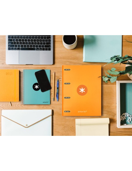 Carpeta antartik a4 forrada 4 anillas 25 mm redondas color mostaza