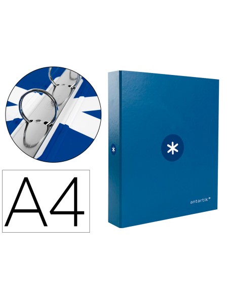 Carpeta antartik a4 forrada 4 anillas 25 mm redondas color azul oscuro
