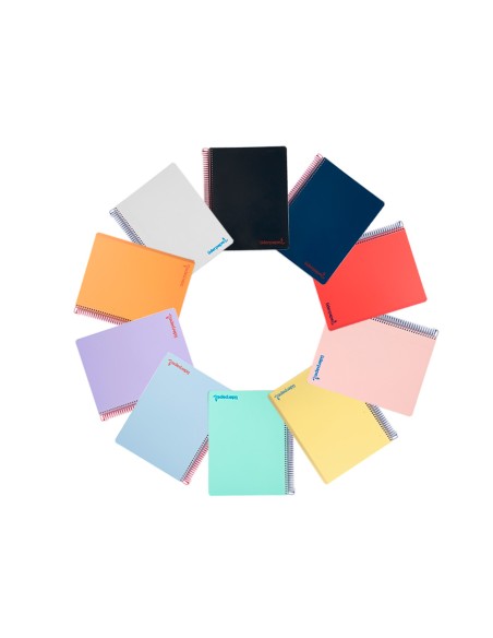 Cuaderno espiral liderpapel a4 wonder tapa plastico 80h 90gr cuadro 5mm con margen colores surtidos