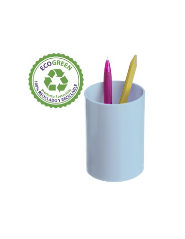 Cubilete portalapices archivo 2000 azul pastel opaco plastico 100 reciclado diametro 75 mm alto 105 mm