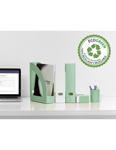 Cubilete portalapices archivo 2000 verde pastel opaco plastico 100 reciclado diametro 75 mm alto 105 mm