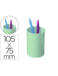 Cubilete portalapices archivo 2000 verde pastel opaco plastico 100 reciclado diametro 75 mm alto 105 mm