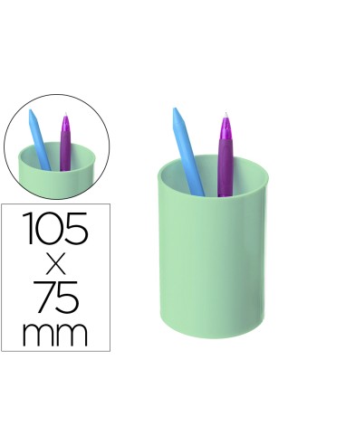 Cubilete portalapices archivo 2000 verde pastel opaco plastico 100 reciclado diametro 75 mm alto 105 mm
