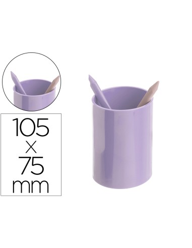 Cubilete portalapices archivo 2000 malva pastel opaco plastico 100 reciclado diametro 75 mm alto 105 mm