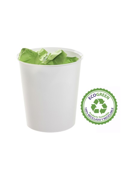 Papelera plastico archivo 2000 ecogreen 100 reciclada 18 litros color blanco pastel