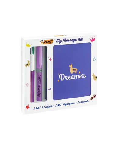 Set escritura bic 1 cuatro colores shine 1 fluorescente grip pastel 1 notebook