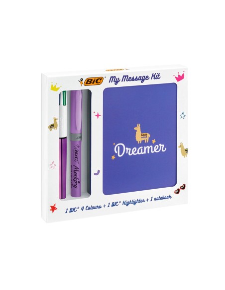 Set escritura bic 1 cuatro colores shine 1 fluorescente grip pastel 1 notebook