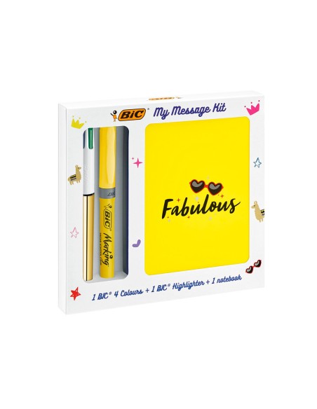 Set escritura bic 1 cuatro colores shine 1 fluorescente grip pastel 1 notebook