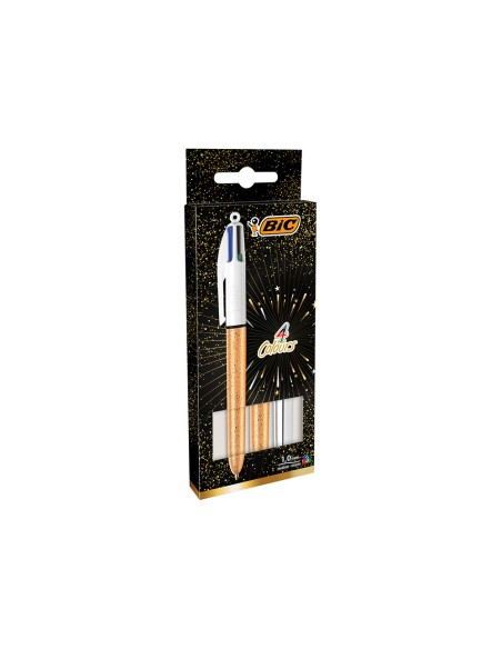 Boligrafo bic cuatro colores set regalo 50 aniversario 2 unidades shine color oro mate 1 unidad shine color plata