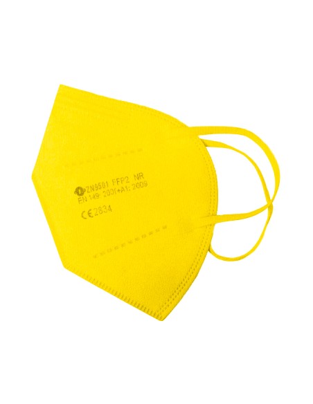 Mascarilla facial ffp2 autofiltrante certificado ce con ajuste nasal embolsada individualmente color amarillo