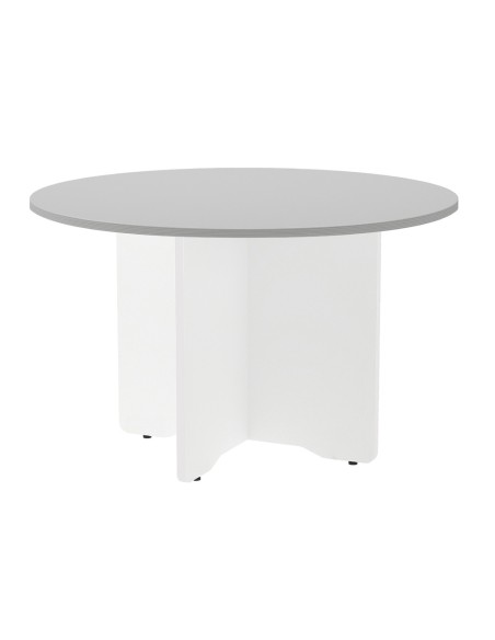 Mesa de reunion rocada redonda 3006aw02 estructura madera en aspas color blanco tablero gris 120cm diametro Mesa de reunion rocada redonda 3006aw02 estructura madera en aspas color blanco tablero gris 120cm diametro