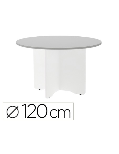 Mesa de reunion rocada redonda 3006aw02 estructura madera en aspas color blanco tablero gris 120cm diametro Mesa de reunion rocada redonda 3006aw02 estructura madera en aspas color blanco tablero gris 120cm diametro