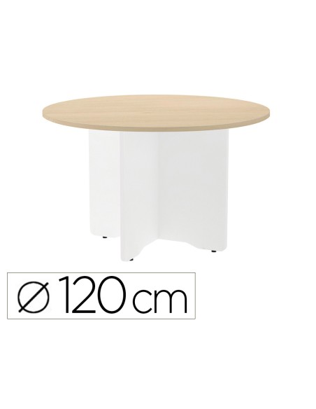 Mesa de reunion rocada redonda 3006aw01 estructura madera en aspas color blanco tablero haya 120cm diametro Mesa de reunion rocada redonda 3006aw01 estructura madera en aspas color blanco tablero haya 120cm diametro