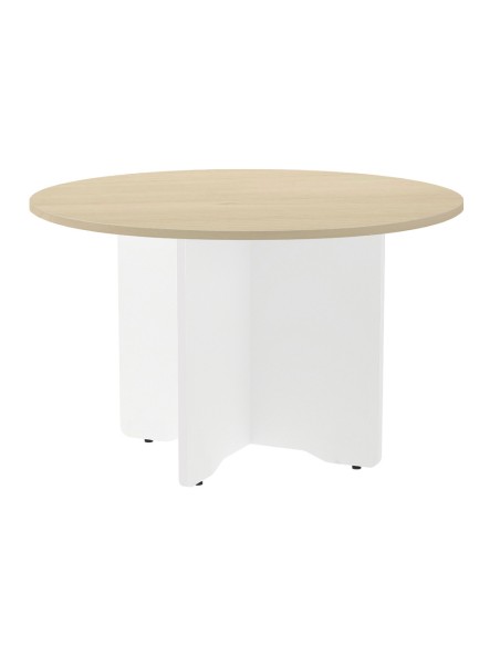 Mesa de reunion rocada redonda 3006aw01 estructura madera en aspas color blanco tablero haya 120cm diametro Mesa de reunion rocada redonda 3006aw01 estructura madera en aspas color blanco tablero haya 120cm diametro