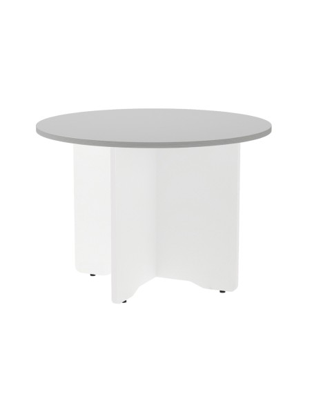 Mesa de reunion rocada redonda 3005aw02 estructura madera en aspas color blanco tablero gris 100cm diametro Mesa de reunion rocada redonda 3005aw02 estructura madera en aspas color blanco tablero gris 100cm diametro