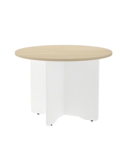 Mesa de reunion rocada redonda 3005aw01 estructura madera en aspas color blanco tablero haya 100cm diametro Mesa de reunion rocada redonda 3005aw01 estructura madera en aspas color blanco tablero haya 100cm diametro