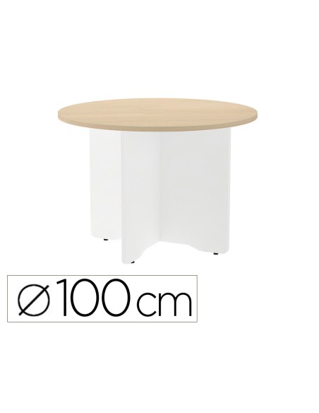 Mesa de reunion rocada redonda 3005aw01 estructura madera en aspas color blanco tablero haya 100cm diametro Mesa de reunion rocada redonda 3005aw01 estructura madera en aspas color blanco tablero haya 100cm diametro