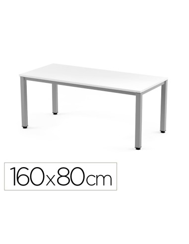 Mesa de oficina rocada executive 2002ad04 aluminio blanco 160x80 cm
