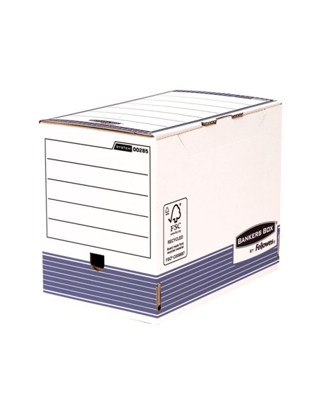 Caja archivo definitivo fellowes a4 carton reciclado 100 lomo 200 mm montaje automatico color azul