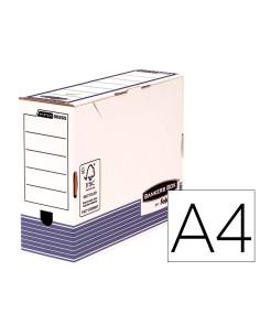 Caja archivo definitivo fellowes a4 carton reciclado 100 lomo 100 mm montaje automatico color azul