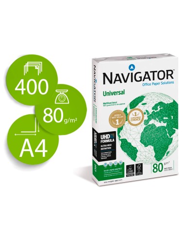 Papel fotocopiadora navigator din a4 80 gramos paquete de 400 hojas