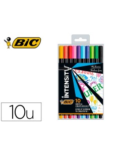 Rotulador bic intensity fine punta de fibra 04 mm blister de 10 unidades colores surtidos