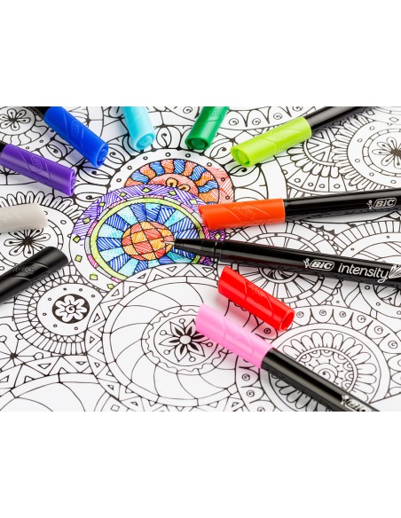 Rotulador bic intensity fine punta de fibra 04 mm expositor 192 unidades colores surtidos 160x130x345 mm