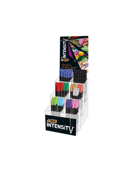 Rotulador bic intensity fine punta de fibra 04 mm expositor 192 unidades colores surtidos 160x130x345 mm