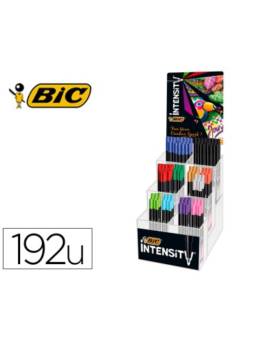 Rotulador bic intensity fine punta de fibra 04 mm expositor 192 unidades colores surtidos 160x130x345 mm