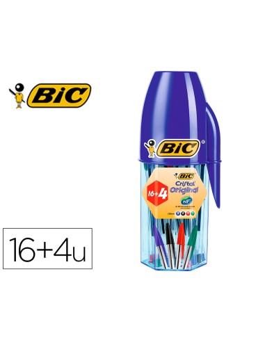 Boligrafo bic cristal mega tubo 164 unidades colores surtidos 8 azules 5 negros 4 rojos 3 verdes