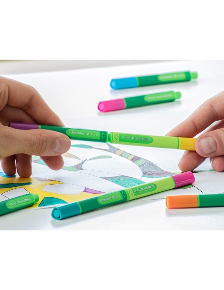 Boligrafo schneider slider caucho triangular 85 bioplastico exp 80 unidades surtidas 20 fluorescentes