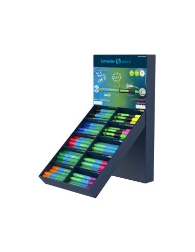 Boligrafo schneider slider caucho triangular 85 bioplastico exp 80 unidades surtidas 20 fluorescentes