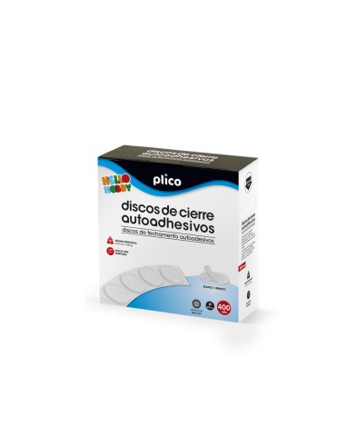 Disco de cierre plico velcro autoadhesivo 20 mm diametro color blanco caja de 400 unidades