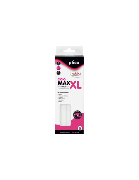 Barra termofusible plico cola max xl baja temperatura 115 mm de diametro x 200 mm de alto blister de 12 unidades Barra termofusible plico cola max xl baja temperatura 115 mm de diametro x 200 mm de alto blister de 12 unidades
