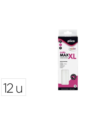 Barra termofusible plico cola max xl baja temperatura 115 mm de diametro x 200 mm de alto blister de 12 unidades