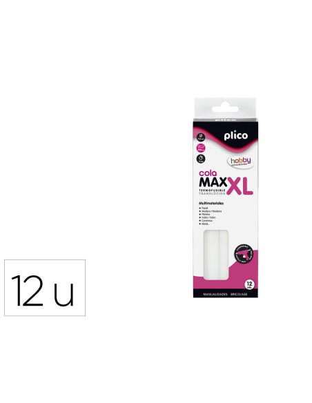 Barra termofusible plico cola max xl baja temperatura 115 mm de diametro x 200 mm de alto blister de 12 unidades Barra termofusible plico cola max xl baja temperatura 115 mm de diametro x 200 mm de alto blister de 12 unidades
