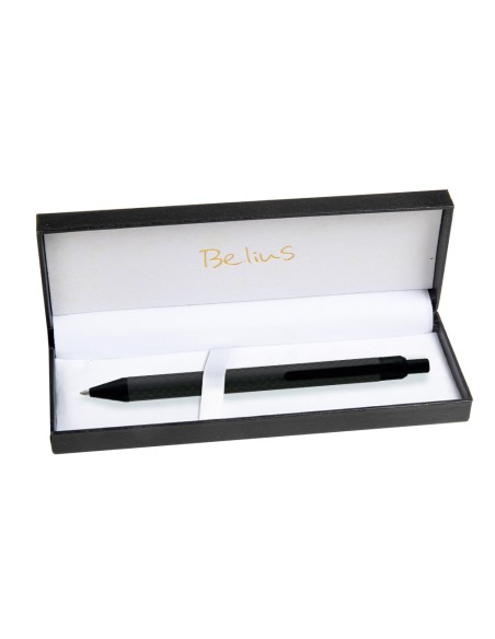 Boligrafo belius potsdam negro cuerpo fibra carbon tinta gel azul en estuche Boligrafo belius potsdam negro cuerpo fibra carbon tinta gel azul en estuche