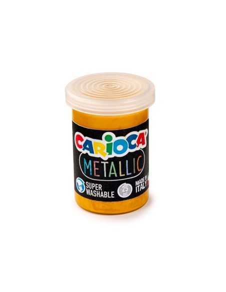 Tempera escolar carioca metallic bote 25 ml caja de 6 colores surtidos