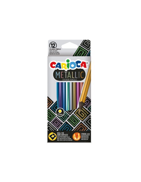 Lapices de colores carioca metallic hexagonal mina 33 mm caja de 12 colores surtidos