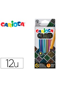 Lapices de colores carioca metallic hexagonal mina 33 mm caja de 12 colores surtidos