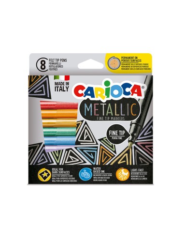 Rotulador carioca metallic punta fina caja de 8 colores surtidos