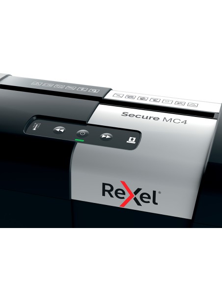 Destructora de documentos rexel secure mc4 capacidad 4 hojas micro corte destruye grapas y clips