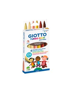 Rotulador giotto turbo maxi skin tones lavable punta bloqueada caja de 6 colores surtidos